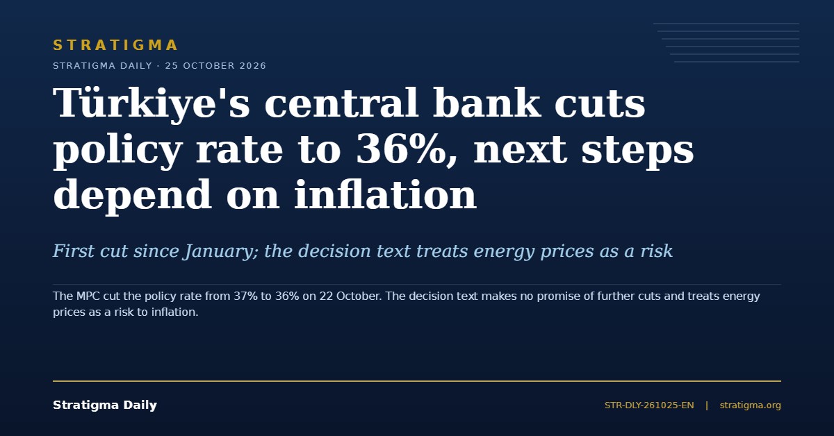 Türkiye's central bank cuts policy rate to 36%, next steps depend on inflation